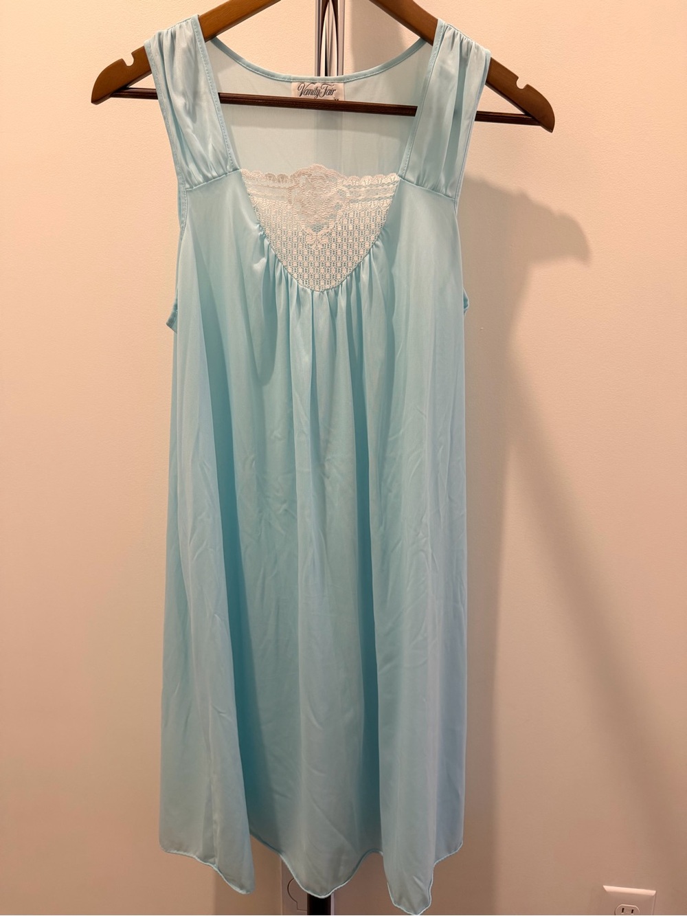 Vanity Fair Pale Blue Lace-Panel Nightgown